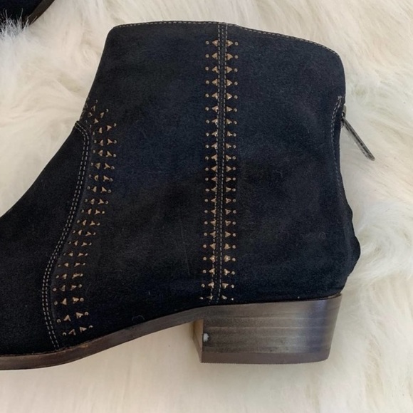 Joie | Black Studded Suede Lucy Boots Almond Toe - Picture 9 of 9